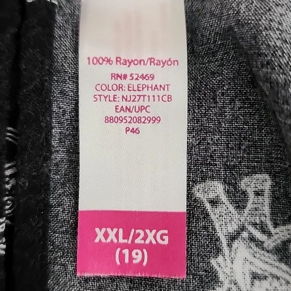 No Boundaries Top Elephants Spaghatti Strap Black Plus Size XXL - Picture 11 of 11